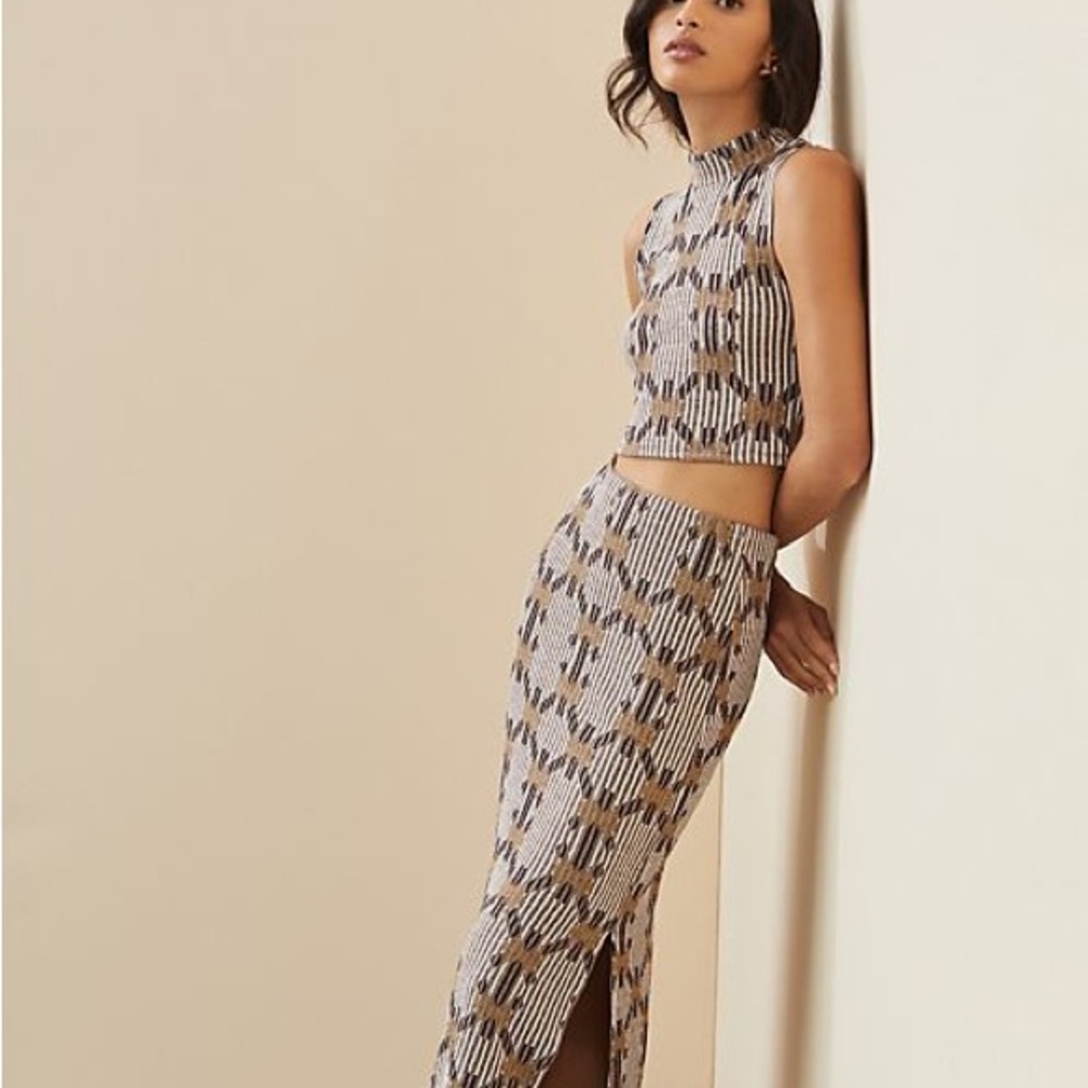 Anthropologie Jacquard Knit Skirt and Crop Top Set Size XS